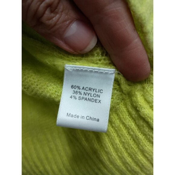 Evereve Womens Sweater Size XS Chartreuse Cable Knit Cozy Long Sleeve Pullover - Picture 9 of 13